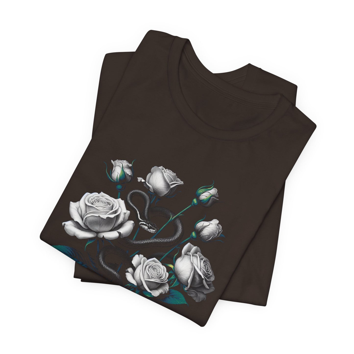 Rose and Snake Graphic Tee – Gothic Floral Vintage Shirt