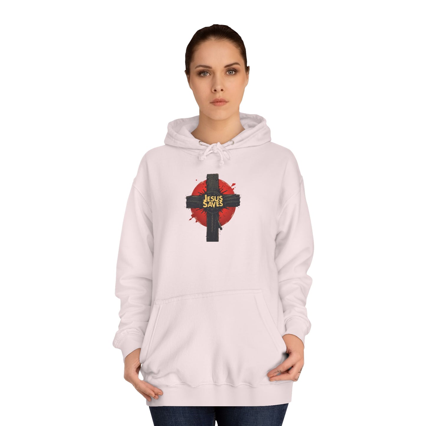 Christian Cross Hoodie – Jesus Saves Heart Graphic
