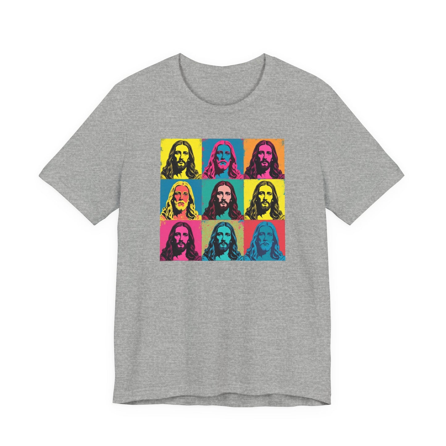 Jesus, Pop Art T-Shirt — Retro Colorful Nine-Panel Graphic Tee