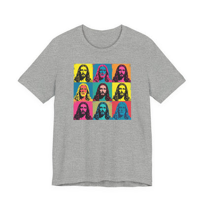 Jesus, Pop Art T-Shirt — Retro Colorful Nine-Panel Graphic Tee
