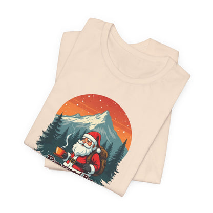Coffee-Powered Santa T-Shirt — "Powered by Coffee" Holiday Tee