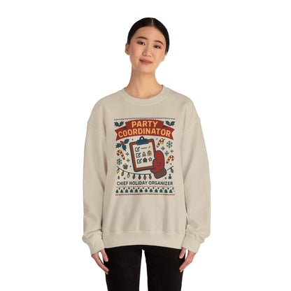 Holiday Party Coordinator Sweatshirt — “Chief Holiday Organizer” Christmas Crewneck
