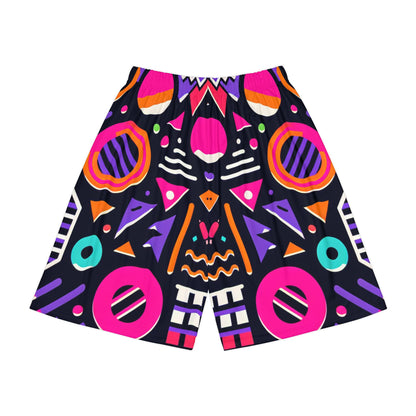 Retro 90's Shorts, Groovy Print, Men’s Sports Shorts, Basketball shorts (AOP) - Psychonaut Swag