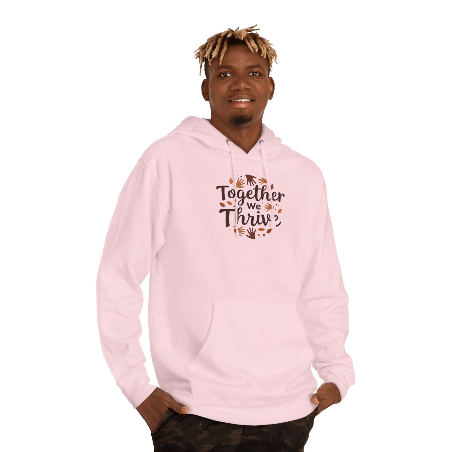 Together We Thrive Hoodie — Inspirational Fall Leaf Crewneck