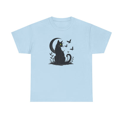 Black Cat Moon T‑Shirt — Gothic Cat Silhouette Tee