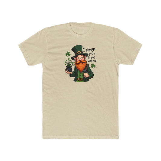 Leprechaun with little pot, Unisex Cotton Crew Tee