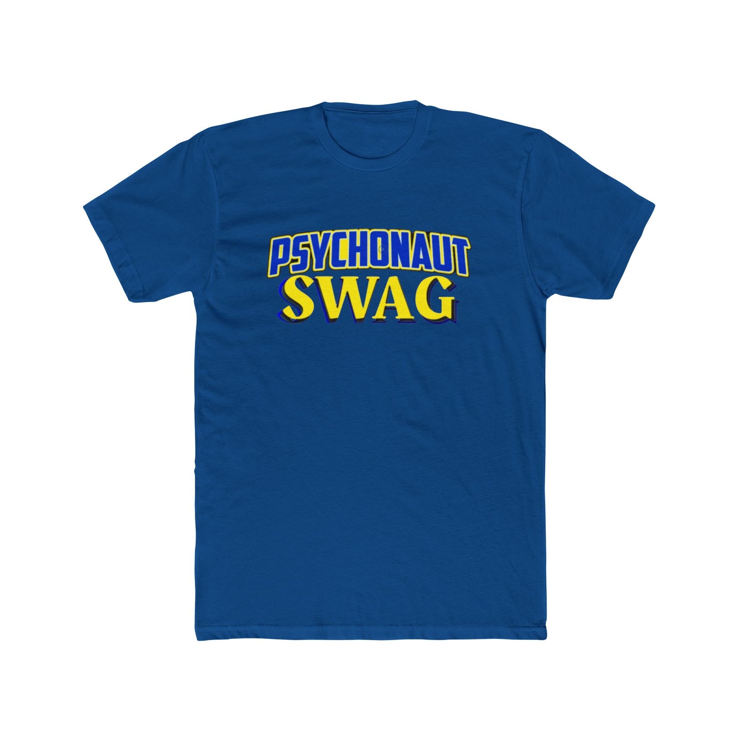 Psychonaut Swag Graphic Tee — Retro Blue & Yellow Psychedelic Shirt
