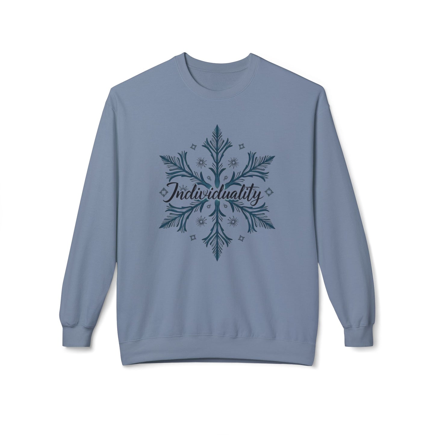 Individuality Crewneck Sweatshirt — Floral Snowflake Graphic