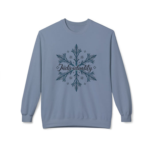 Individuality Crewneck Sweatshirt — Floral Snowflake Graphic