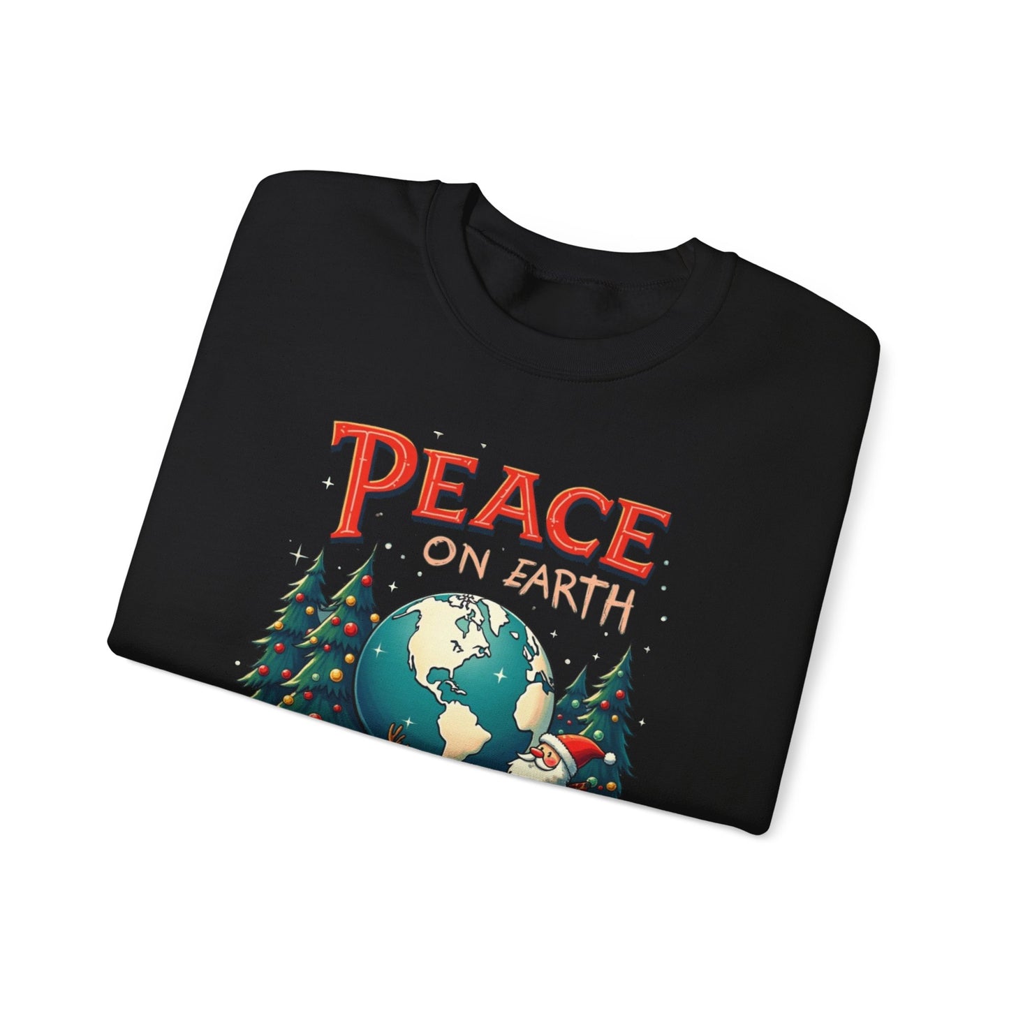 Peace on Earth Sweatshirt — Vintage Santa & Globe Christmas Crewneck
