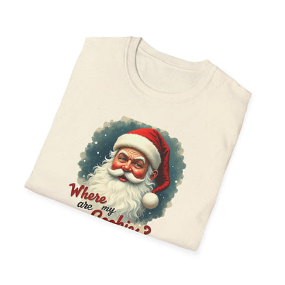 Where Are My Cookies? Vintage Santa T-Shirt — Funny Christmas Holiday Tee