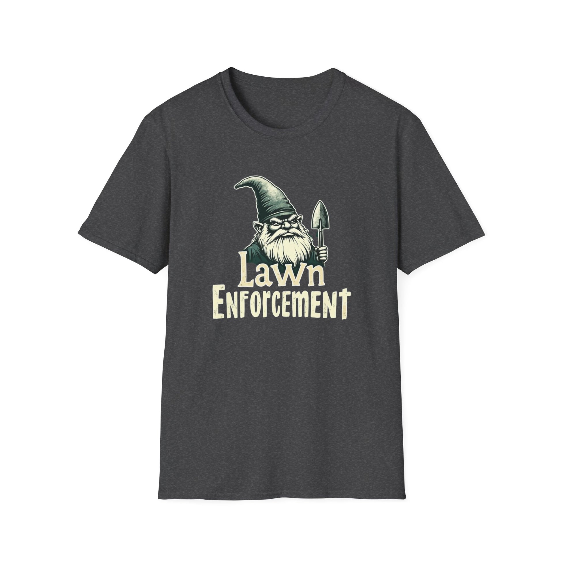 Whimsical Gnome Lawn Enforcement Unisex T-Shirt, Funny Gift for Men, Unique Humor Tee, Cozy Casual Wear, Perfect for Birthdays & Celebrations - Psychonaut Swag