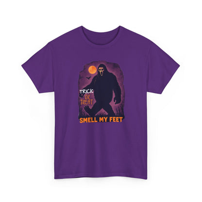 Halloween Bigfoot Tee, Unisex Cotton T-Shirt, Trick or Treat Shirt, Smell My Feet Design, Funny Halloween Apparel