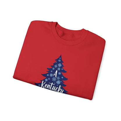 Kentucky Christmas Sweatshirt — Blue Plaid Tree Holiday Crewneck