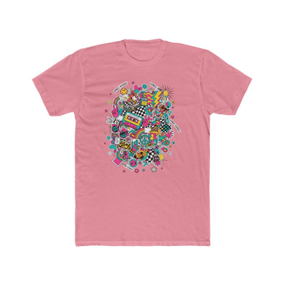 Retro 80’s Doodle Tee — Colorful Nostalgic Cassette & Arcade Graphic T-Shirt