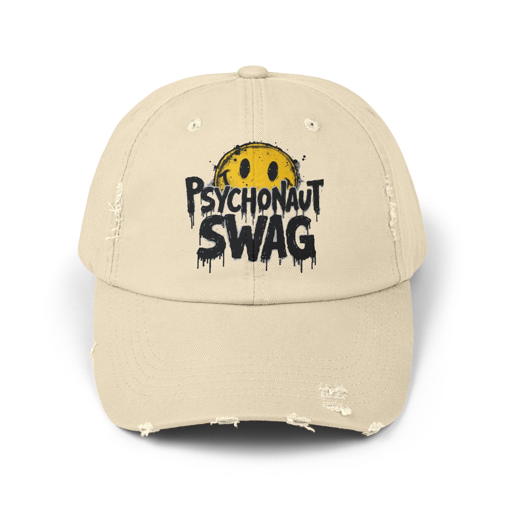 Psycho Unisex Distressed Cap, Cool Casual Hat, Streetwear Accessory, Gift for Trendsetters, Festival Gear, Summer Vibes - Psychonaut Swag