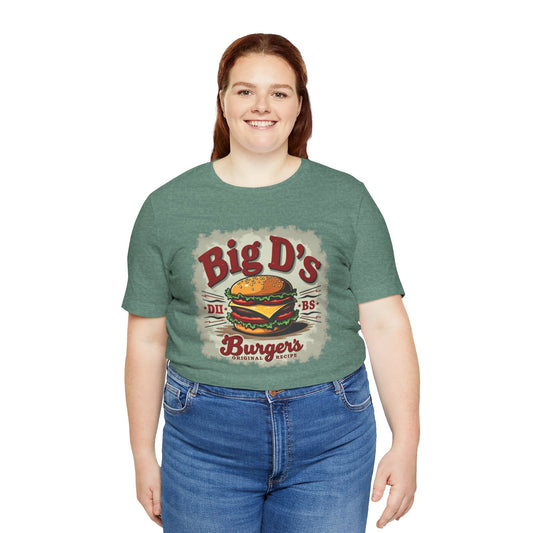 Big D's Burgers Unisex Jersey Tee - Fun Foodie Shirt, Casual Wear, Burger Lover Gift, Retro Fast Food T-Shirt, Summer BBQ Fashion - Psychonaut Swag