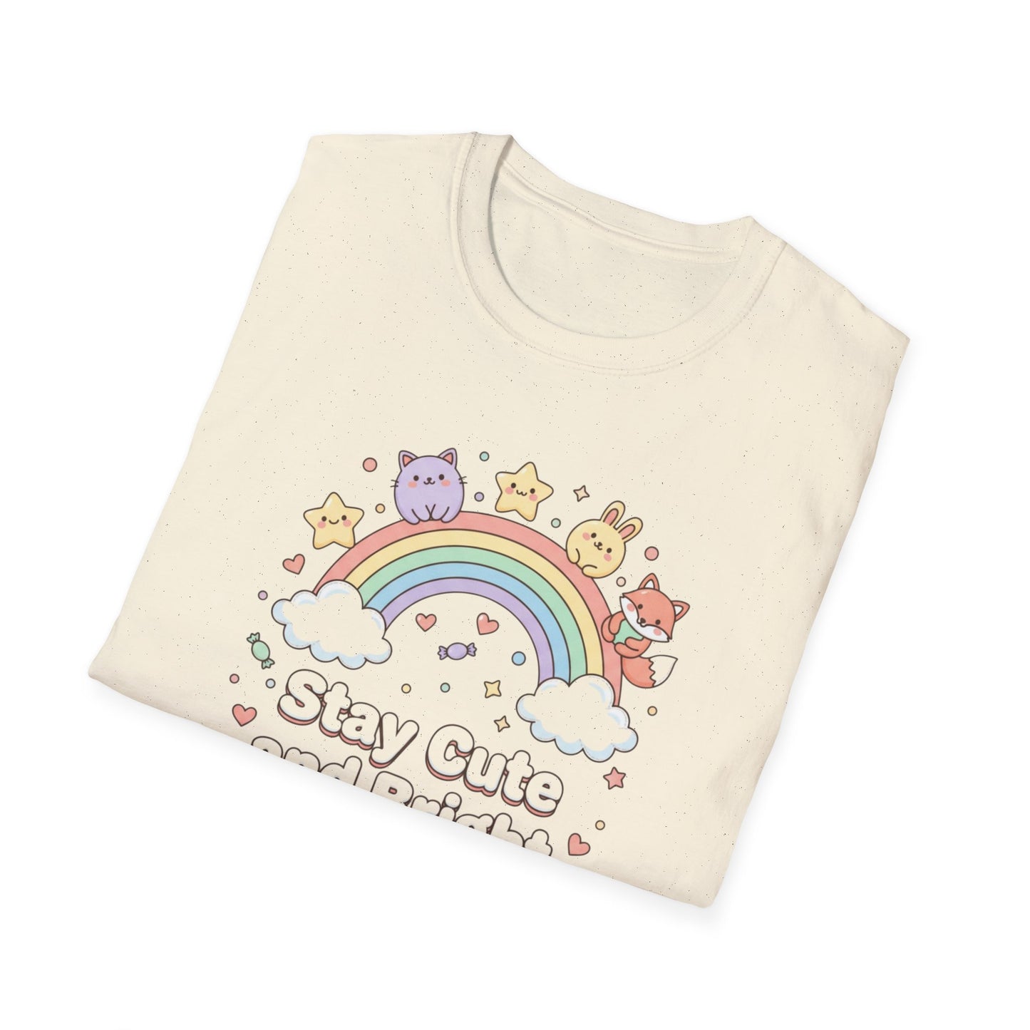 Stay Cute and Bright Rainbow T-Shirt — Kawaii Animal Graphic Tee