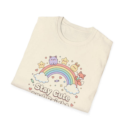 Stay Cute and Bright Rainbow T-Shirt — Kawaii Animal Graphic Tee