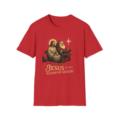 Jesus Is the Reason Of the Season T-Shirt — Vintage Nativity & Santa Christmas Tee