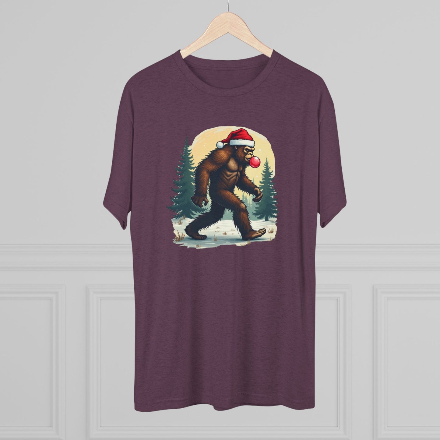 Christmas Bigfoot T-Shirt – Santa Hat Sasquatch Holiday Tee