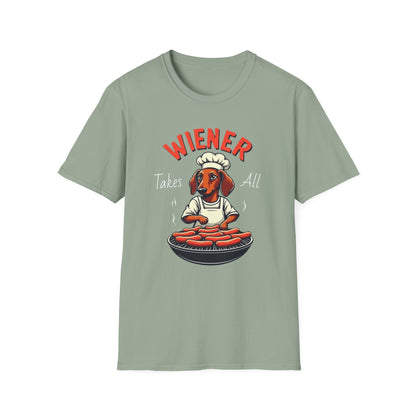 Wiener takes all, Dog Humor T-Shirt, Funny Pet Lover Gift, Cute Dog Tee, Unisex Funny Shirt, Dog Lover's Apparel - Psychonaut Swag