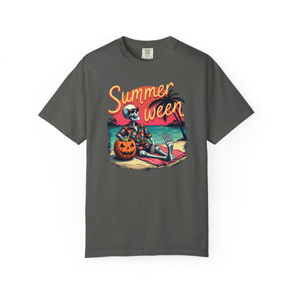 T-Shirt — "Summerween" Beach Skeleton Halloween Graphic Tee