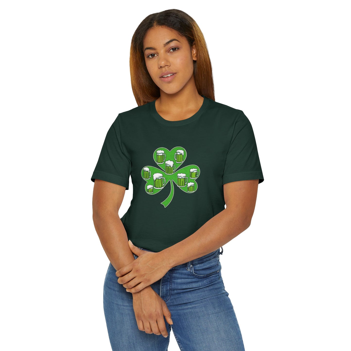 Lucky Green Beer Clover, Unisex Jersey T-Shirt