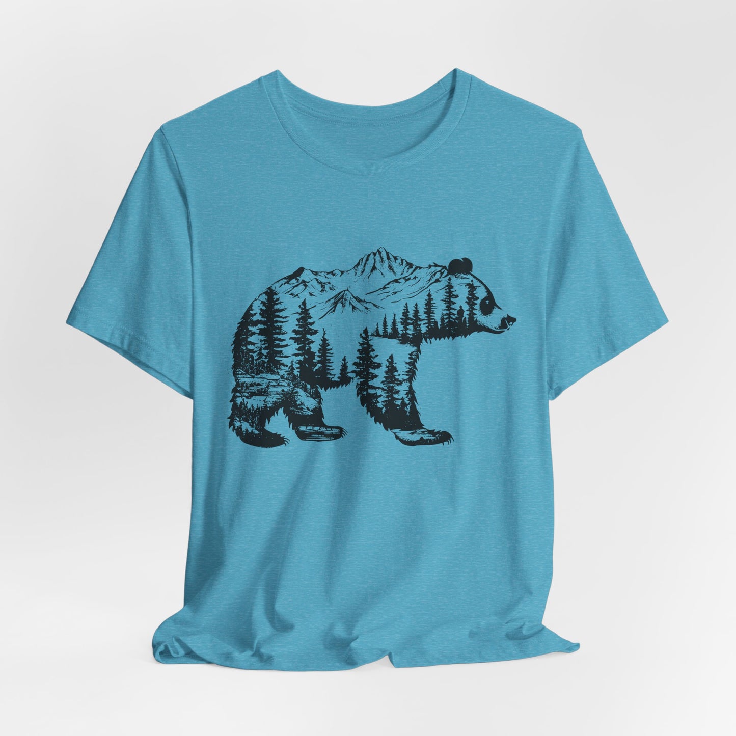 Mountain Bear Graphic Tee — Forest Silhouette Nature T-Shirt