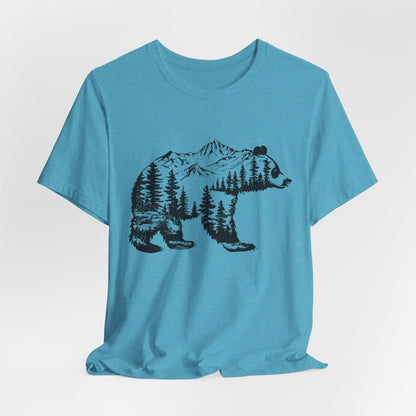 Mountain Bear Graphic Tee — Forest Silhouette Nature T-Shirt