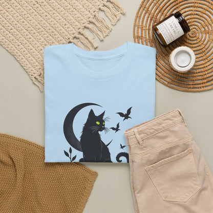 Black Cat Moon T‑Shirt — Gothic Cat Silhouette Tee