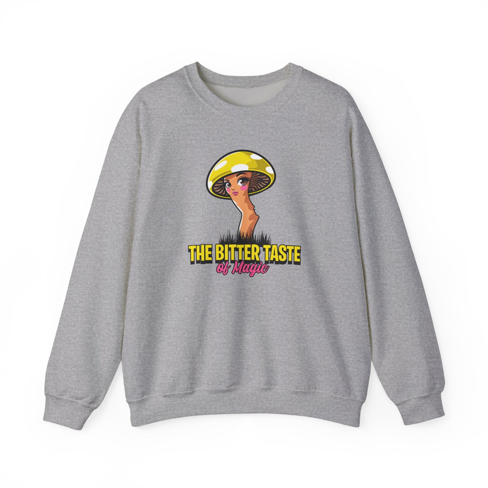 The Bitter Taste of Magic, Mushroom, Unisex Heavy Blend™ Crewneck Sweatshirt - Psychonaut Swag