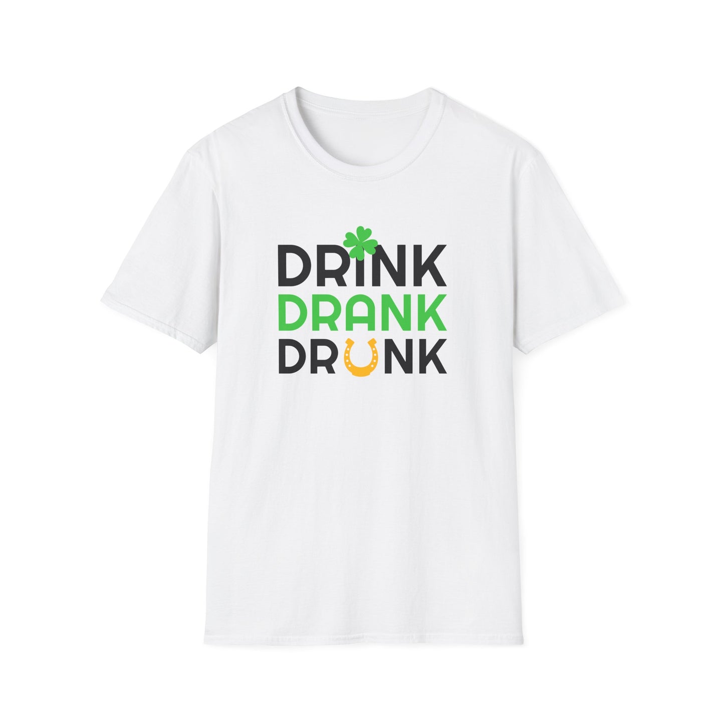 Drink Drank Drunk T-Shirt — St. Patrick’s Day Shamrock & Horseshoe Party Tee