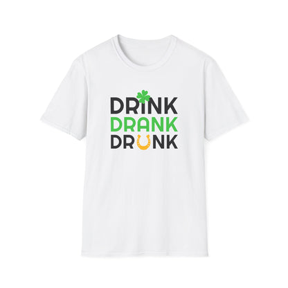 Drink Drank Drunk T-Shirt — St. Patrick’s Day Shamrock & Horseshoe Party Tee
