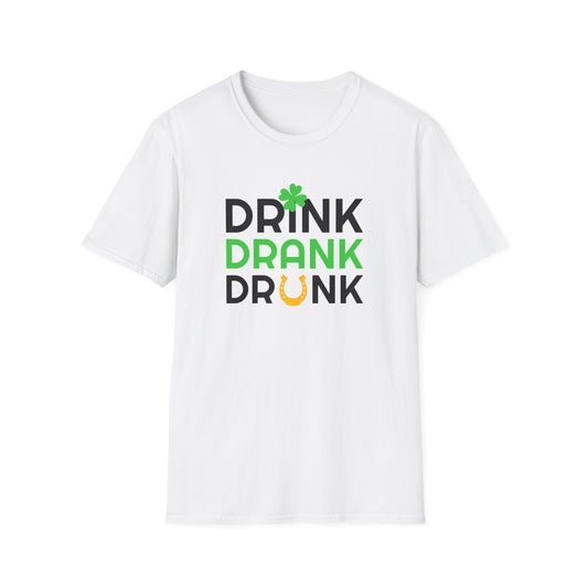 Drink Drank Drunk T-Shirt — St. Patrick’s Day Shamrock & Horseshoe Party Tee