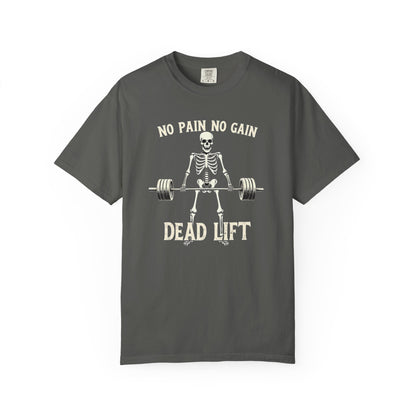 Deadlift Skeleton T-Shirt — “No Pain No Gain” Weightlifting Gym Tee