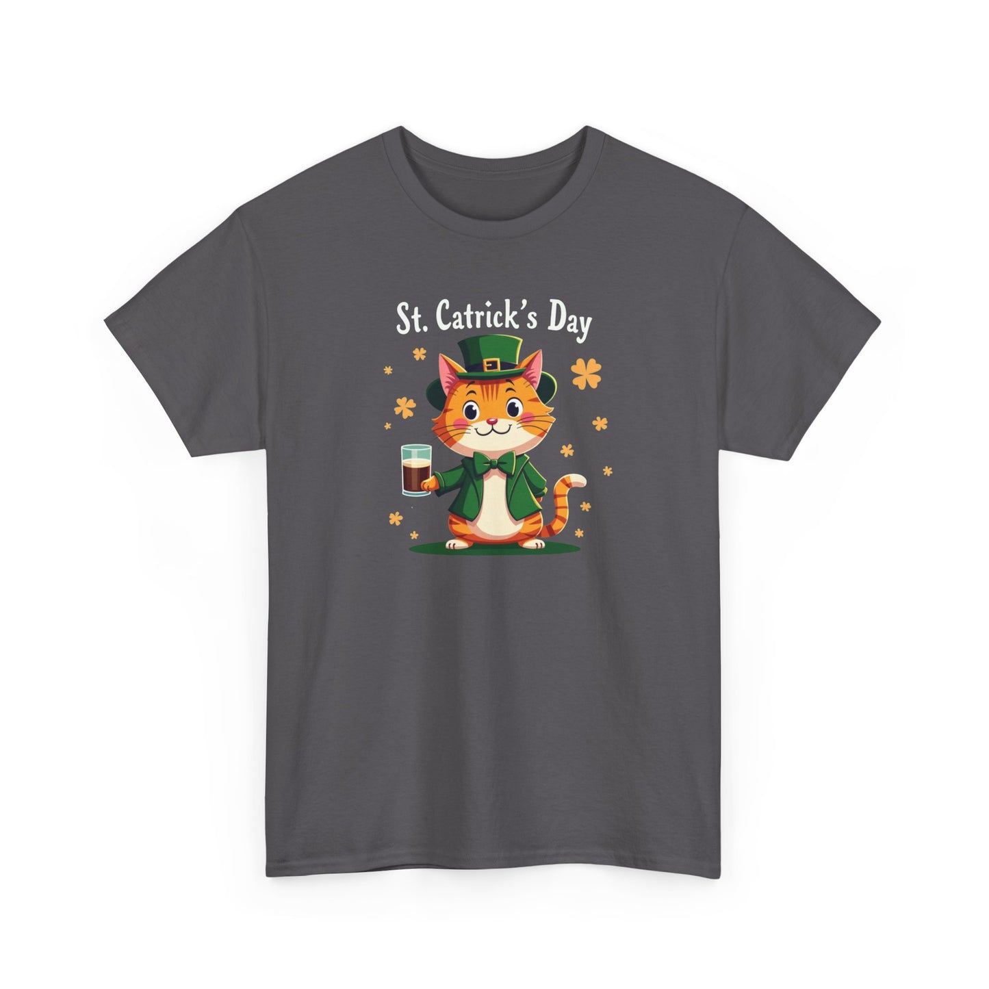 St. Patrick’s Day Cat T-Shirt — Cute Leprechaun Kitty with Beer