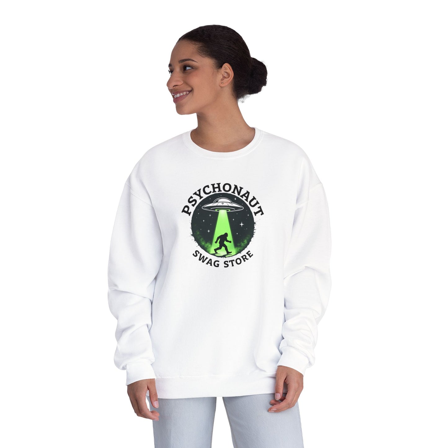Psychonaut Swag Crewneck Sweatshirt – UFO Abduction Graphic Pullover