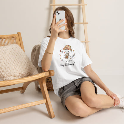 Keep It Spooky Ghost Tee — Cute Fall Halloween Shirt with Pumpkin Latte