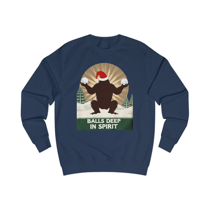 Christmas Sasquatch Sweatshirt – "Balls Deep in Spirit" Holiday Pullover