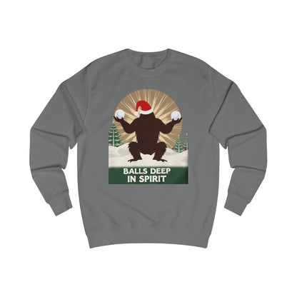 Christmas Sasquatch Sweatshirt – "Balls Deep in Spirit" Holiday Pullover