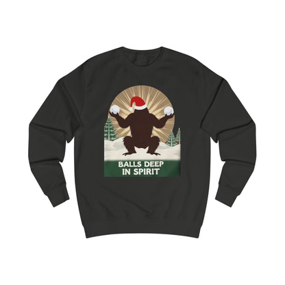 Christmas Sasquatch Sweatshirt – "Balls Deep in Spirit" Holiday Pullover