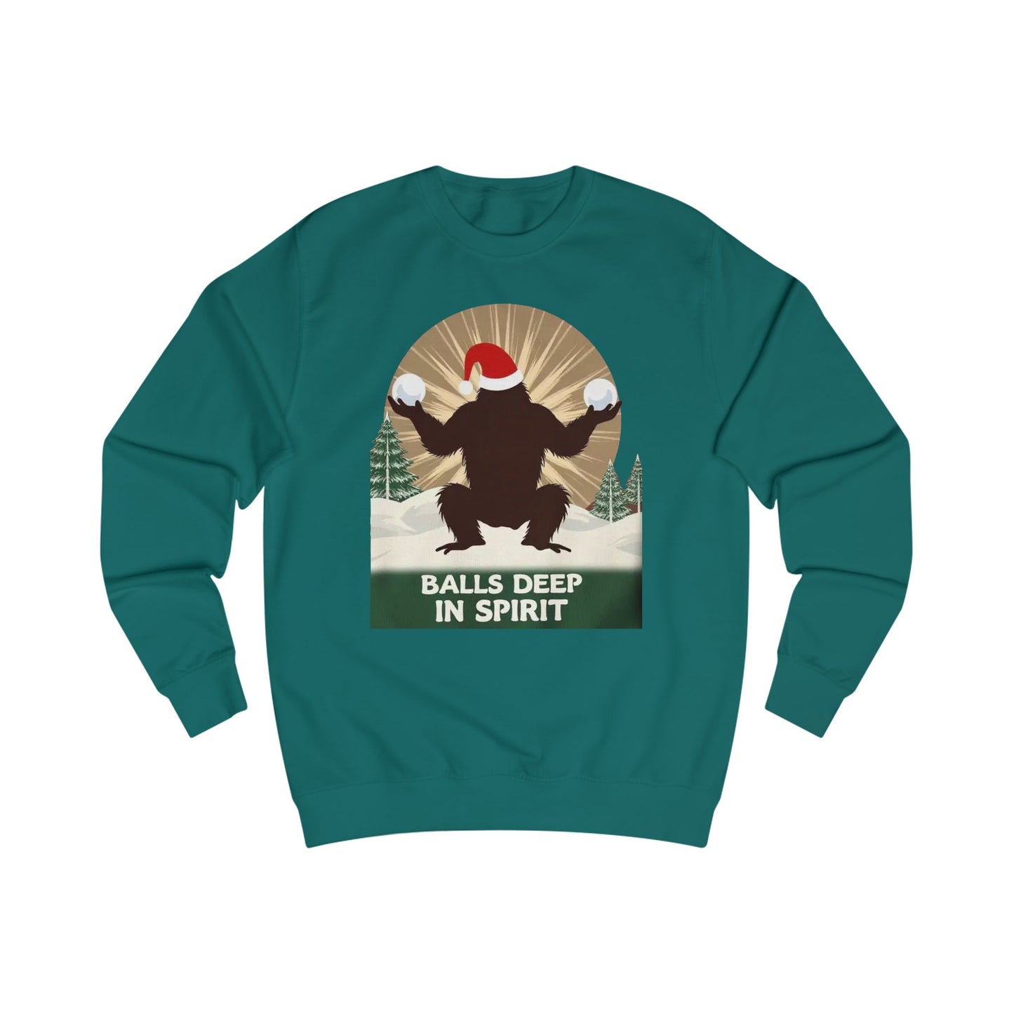 Christmas Sasquatch Sweatshirt – "Balls Deep in Spirit" Holiday Pullover
