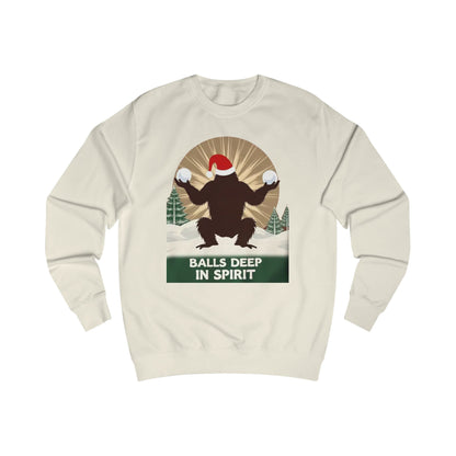 Christmas Sasquatch Sweatshirt – "Balls Deep in Spirit" Holiday Pullover