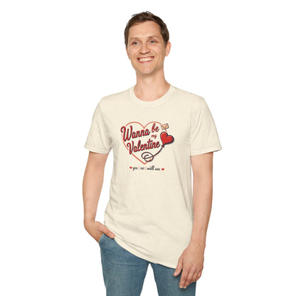 Valentine "Wanna Be My Valentine" T-Shirt - Cute Heart & Love Letter Tee