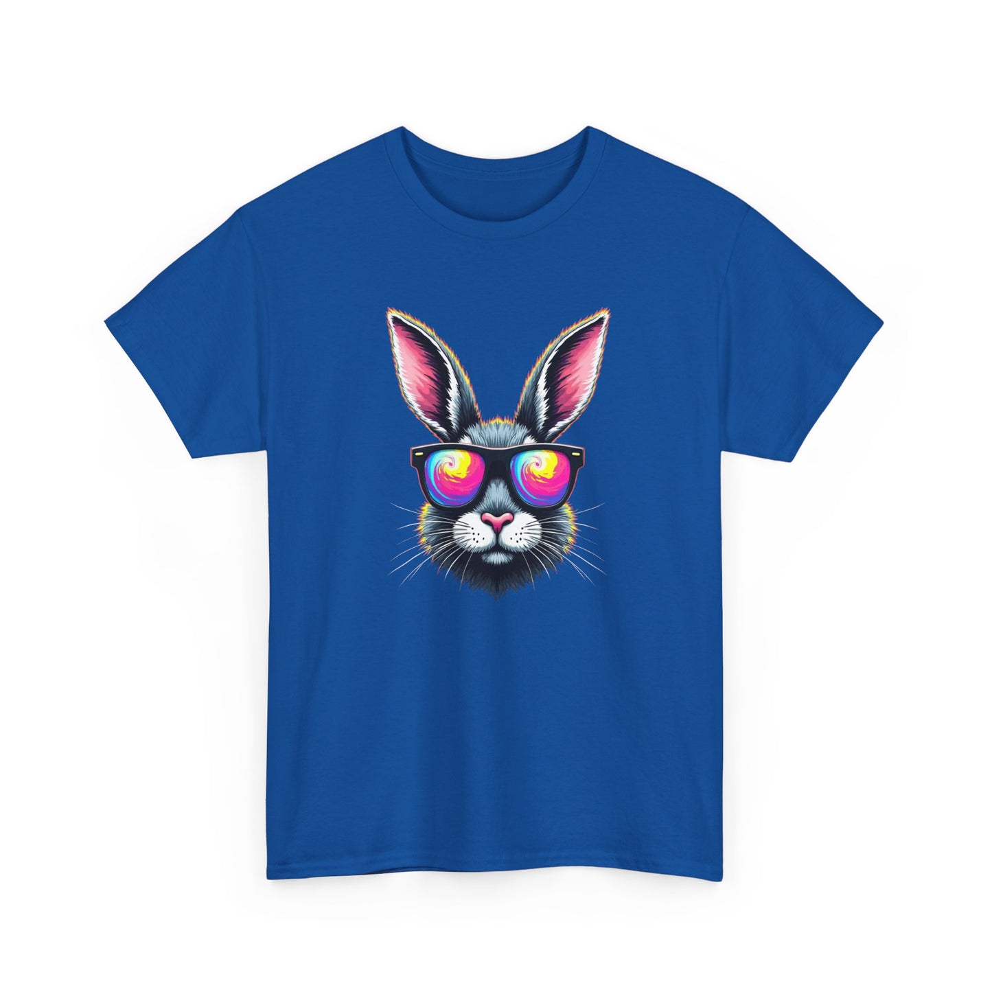 Bunny with Heart Sunglasses Tee — Retro Neon Rabbit Graphic T-Shirt