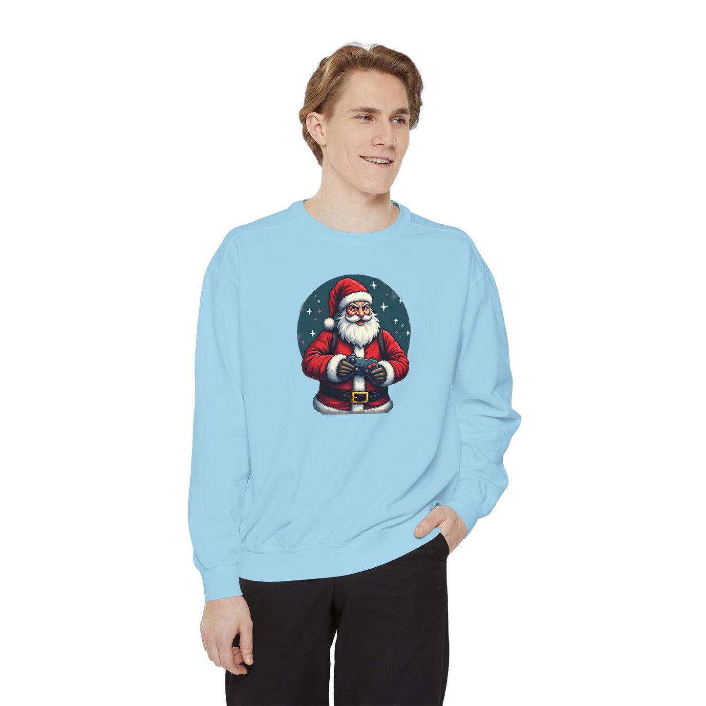 Gamer Santa, Unisex Garment-Dyed Sweatshirt