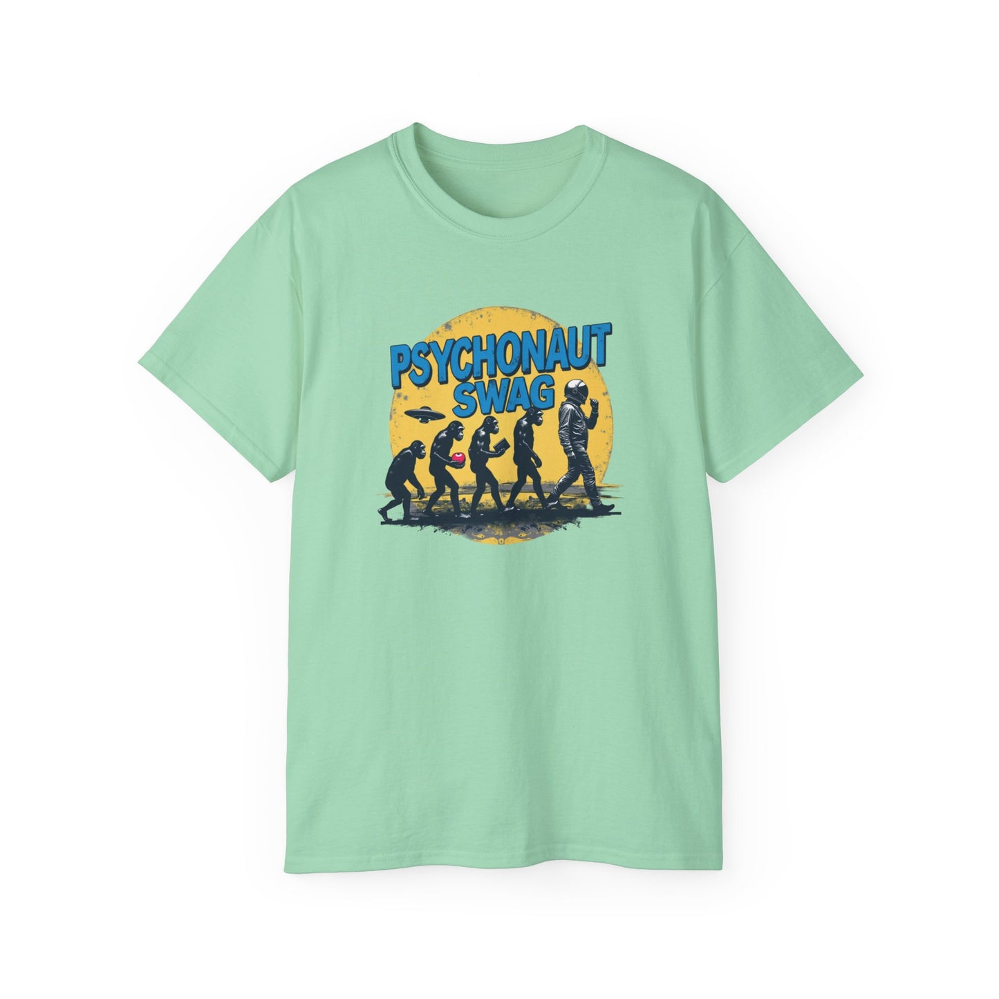 Psychonaut Evolution of Man Sunset, Unisex Tee, Retro Graphic T-Shirt, Music Festival Attire, Gift for Gamers, Casual Streetwear