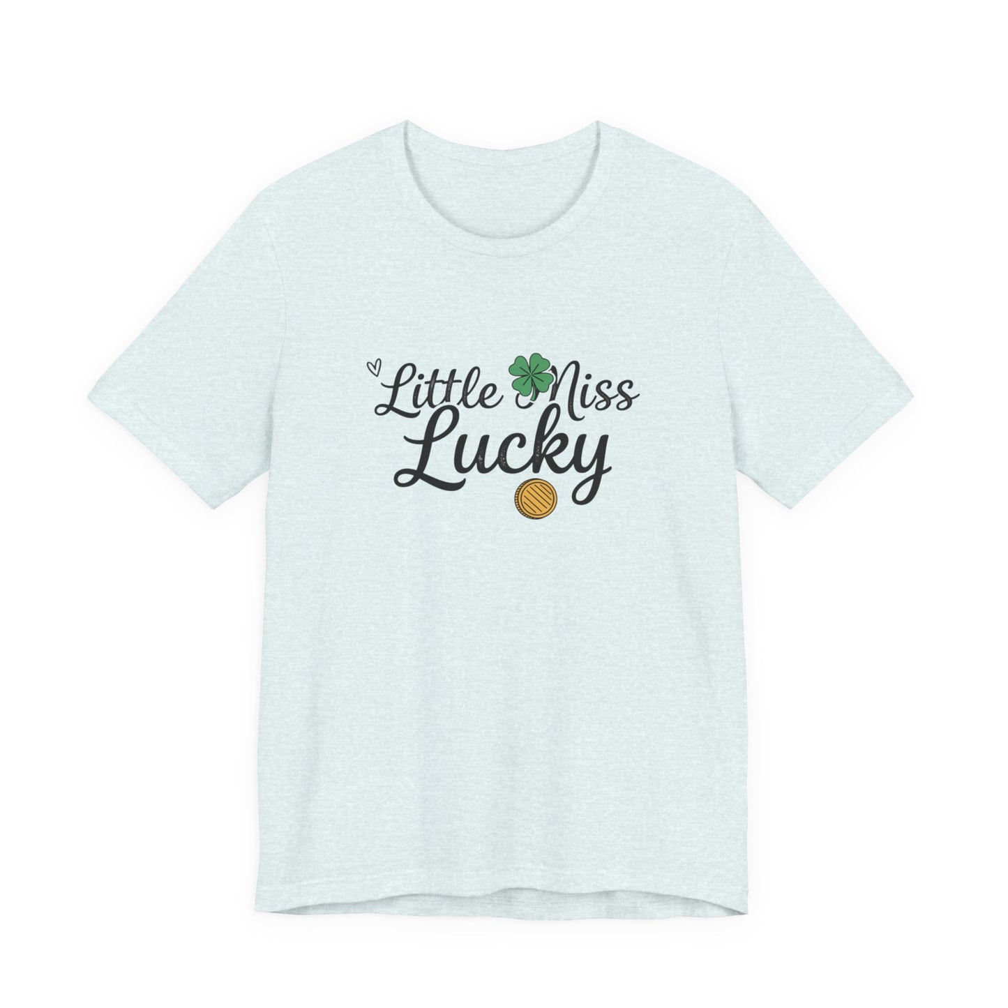Little Miss Lucky T-Shirt — St. Patrick’s Day Girls’ Tee with Shamrock & Gold Coin