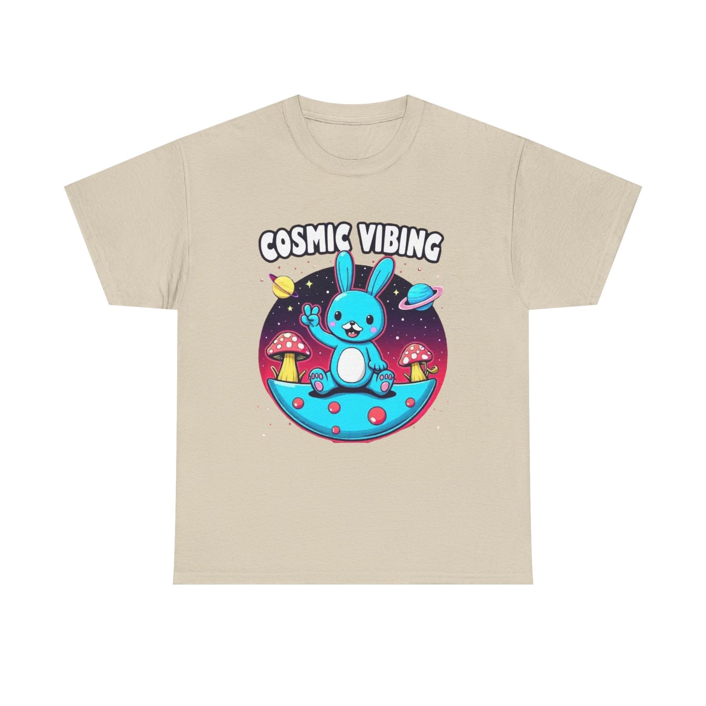 Cosmic Vibing Bunny, Tee — Cute Bunny Space Graphic T-Shirt